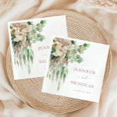 Elegante roze bloemige pioenrozen bruiloft servet