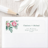 Elegante roze bloemige Rozen Etiket (Insitu)