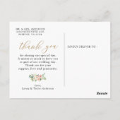 Elegante Roze Bloemige Trouw Dank Uw Postkaart (Achterkant)