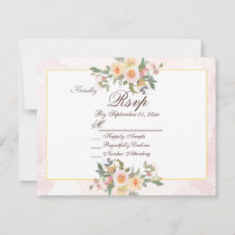 Elegante Roze Bloemige Trouw RSVP Kaart