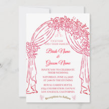 Elegante Roze Bloemige Trouwuitnodiging