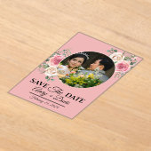 Elegante Roze Bloemige Volledig Bewerkbare Save th Acryl Uitnodigingen (Laagn)