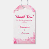 Elegante roze bloemige Waterverf dank u bruiloft Cadeaulabel (Voorkant)
