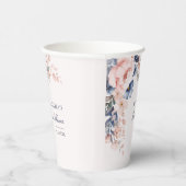 Elegante Roze Bloemrijke Script Bruidsdouche Papieren Bekers (Rechts)