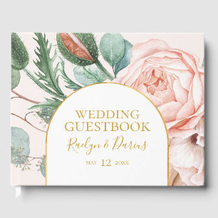 Elegante Roze Bloemrijke Tuin Pastel Kleuren Bru Gastenboek