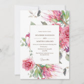 Elegante Roze Bloemrozen Premium Bloemige Bruiloft Kaart (Voorkant)