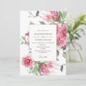 Elegante Roze Bloemrozen Premium Bloemige Bruiloft Kaart (Staand voorkant)