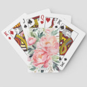 Elegante Roze Bloemstuk Met Eigen Naam Pokerkaarten (Achterkant)