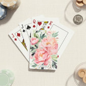 Elegante Roze Bloemstuk Met Eigen Naam Pokerkaarten