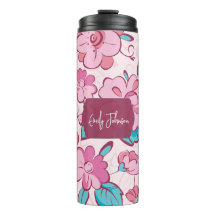 Elegante Roze Bloesem Aangepaste Naam Bloemontwerp