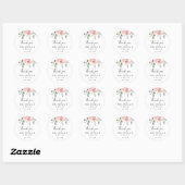 Elegante roze bloesem dank u bruiloft gunst ronde sticker (Vel)