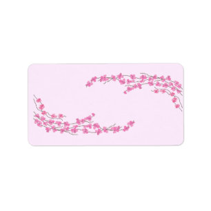 Elegante Roze Bloesems Etiket