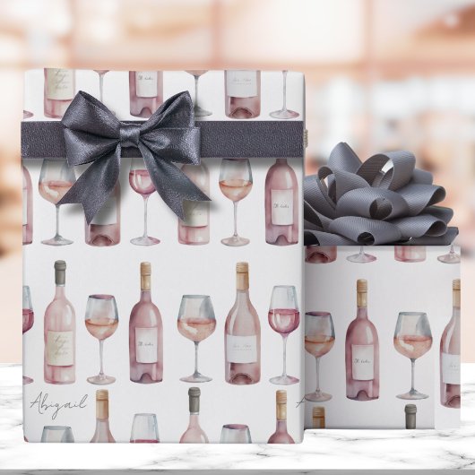 Elegante roze blozende rosé wijn cadeaupapier