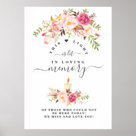 Elegante Roze Blush Bloemen In Loving Memory Bord Poster