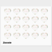 Elegante Roze Blush Bloemige Bruiloft Feest Hart Sticker (Vel)