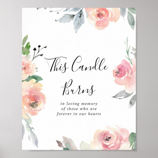 Elegante Roze Blush Bloemige Deze Kaars Brandt Bor Poster (Voorkant)