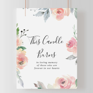 Elegante Roze Blush Bloemige Deze Kaars Brandt Bor Poster