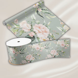 Elegante roze Blush Eucalyptus Saliegroen Trouw Lint