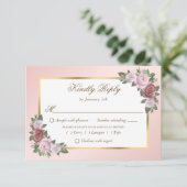 Elegante Roze Blush Gold Wedding RSVP Kaarten (Staand voorkant)