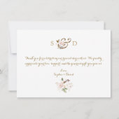 Elegante Roze Blush Gouden Bloem Bruiloft Bedankt (Achterkant)