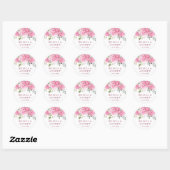 Elegante Roze Blush Hydrangea Eucalyptus Bruiloft Ronde Sticker (Vel)