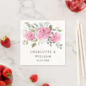 Elegante Roze Blush Hydrangea Eucalyptus Bruiloft Servet (Insitu)