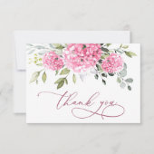 Elegante Roze Blush Hydrangea Eucalyptus Floral Bedankkaart (Voorkant)