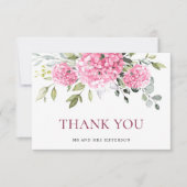 Elegante Roze Blush Hydrangea Eucalyptus Floral Bedankkaart (Voorkant)