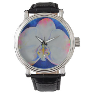 Elegante Roze Blush Orchidee waterverf bloemenbloe Horloge