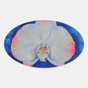 Elegante Roze Blush Orchidee waterverf bloemenbloe Ovale Sticker