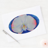 Elegante Roze Blush Orchidee waterverf bloemenbloe Ovale Sticker (Envelop)