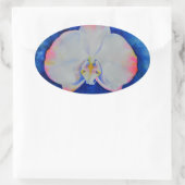 Elegante Roze Blush Orchidee waterverf bloemenbloe Ovale Sticker (Tas)