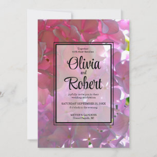 Elegante roze boho bloemen hortensia's bruiloft kaart