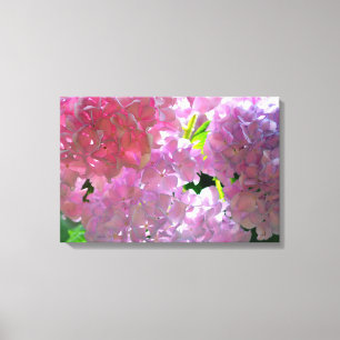 Elegante roze boho bloemen hortensia's canvas afdruk
