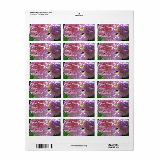 Elegante roze boho bloemen hortensia's etiket (Full Sheet)