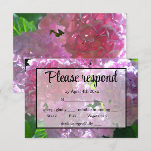 Elegante roze boho bloemen hortensia's RSVP Kaartje