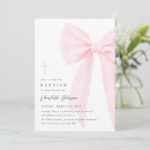 Elegante roze boog doop uitnodiging (Staand voorkant)