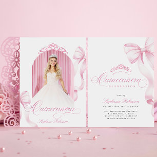 Elegante roze boog foto Quinceañera uitnodiging