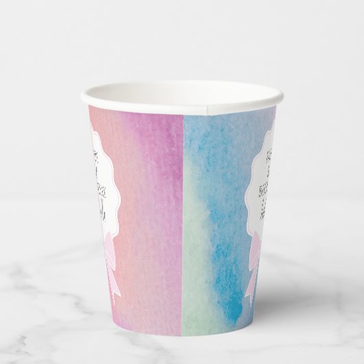 Elegante roze boog regenboog Waterverf eerste verj Papieren Bekers (Rechts)