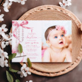 Elegante Roze Boog & Rozenkrans Fotodoop Kaart