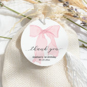 Elegante roze boog verjaardag bedankjes labels