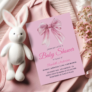 Elegante Roze Bow Baby Meisje Douche - Modern & zo Kaart