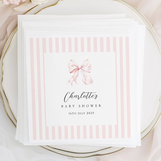 Elegante Roze Bow Baby shower Papier Servet