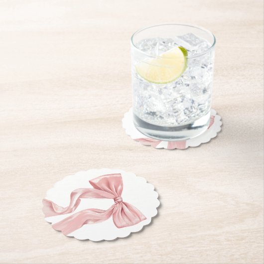 Elegante Roze Bow Coquette Kartonnen Onderzetters (Insitu)