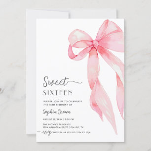 Elegante Roze Bow Coquette Sweet Sixteen Birthday Kaart