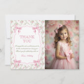 Elegante Roze Bow Coquette Verjaardag Bedankt (Voorkant)