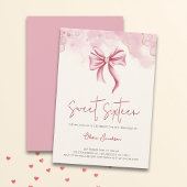 Elegante Roze Bow Sweet Sixteen Verjaardagsfeest Kaart