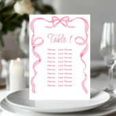 Elegante Roze Bow Tafel Nummer Kaarten Zitting Gra