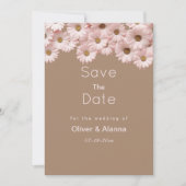 Elegante roze bruine madeliefjes bloemen Save The Kaart (Voorkant)