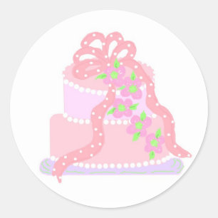 Elegante Roze Cake Ronde Sticker